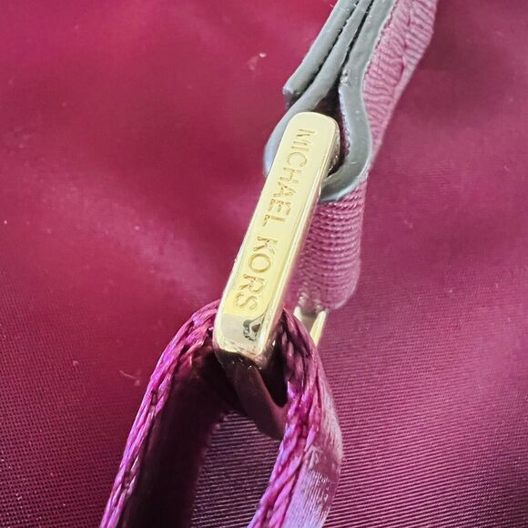 MICHAEL KORS Janie Plum Burgundy Nylon East West Crossbody Bag - Picture 7 of 9